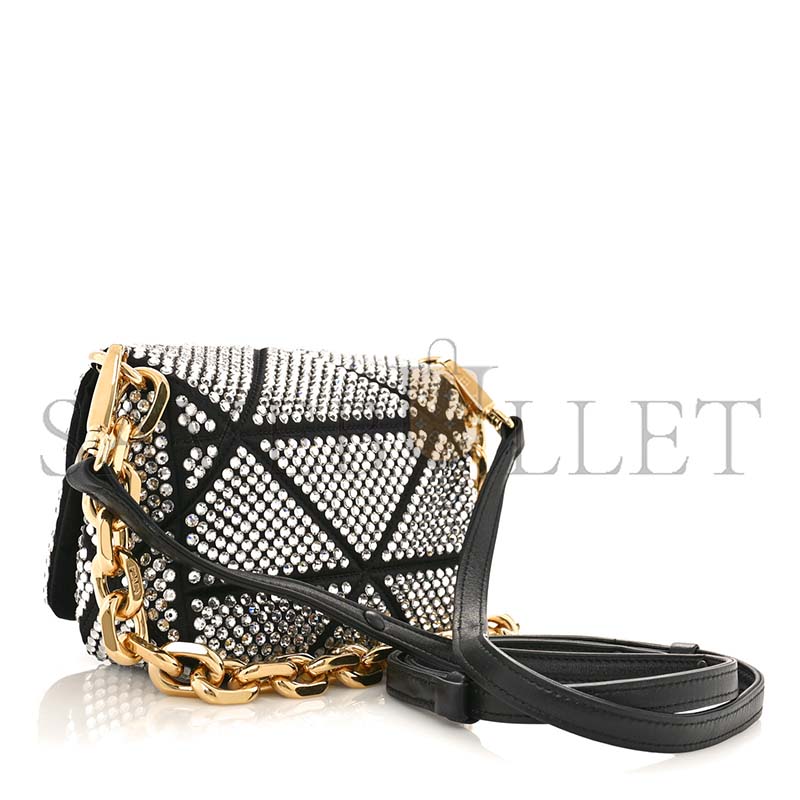 Pra*a crystal mini bag with chain black 1bd329 (17*11.5*6cm)